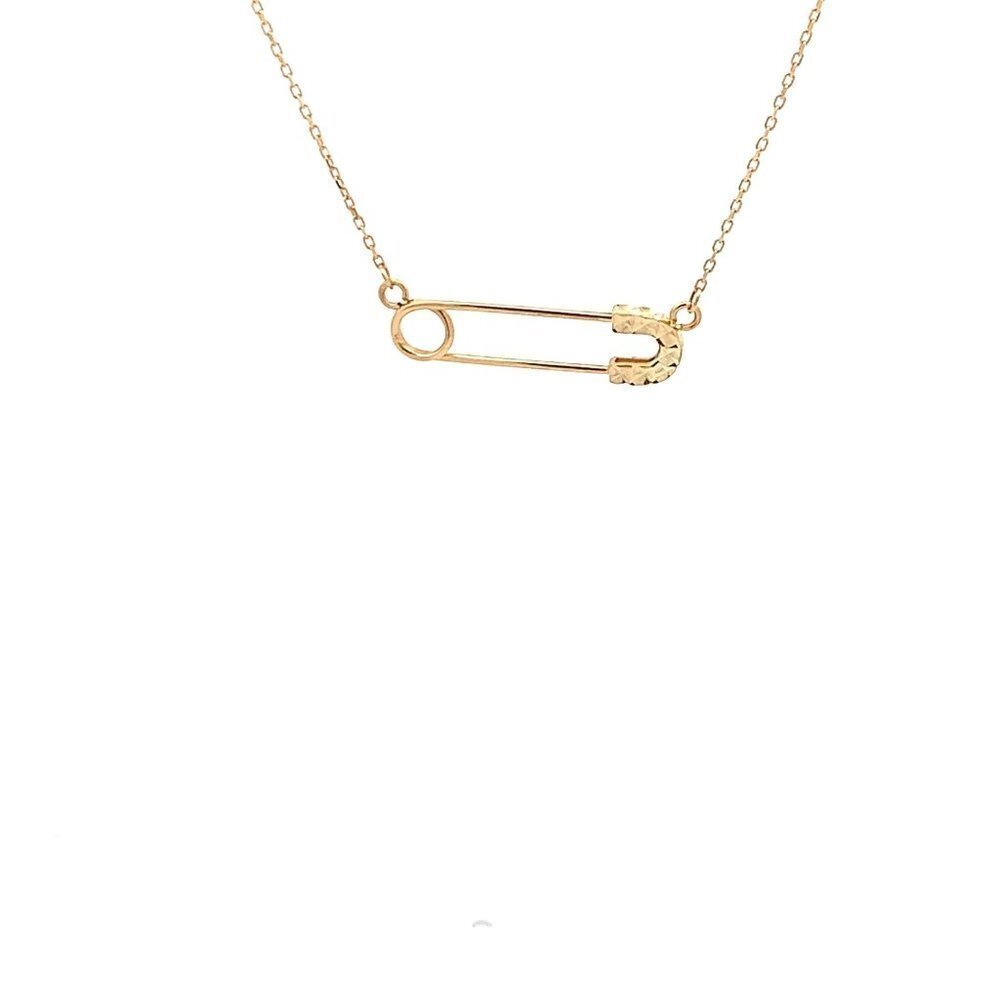 18K Yellow Gold Necklace Chain Pendant Pin 16.5 inches with one inch extension 2 - Picture 7 of 10